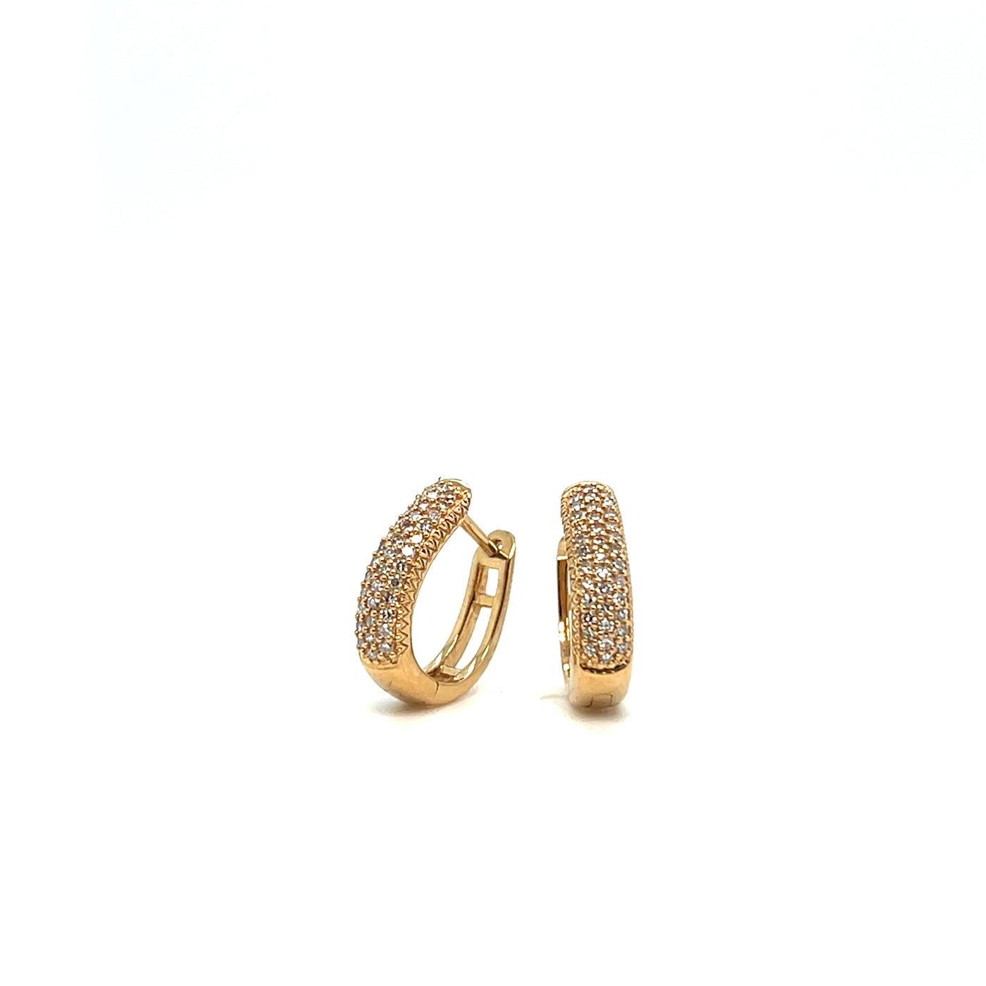 14KT YG DIA .20ctw Micro Pave Small Oval Hoop