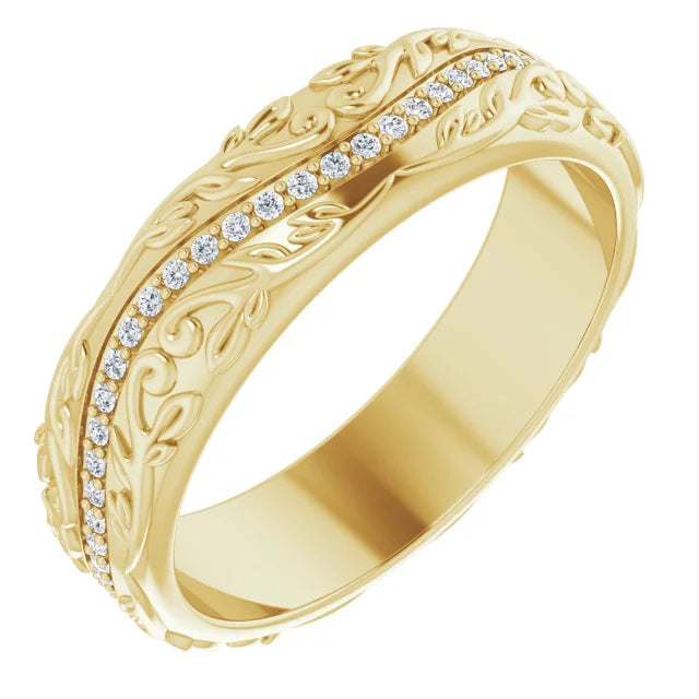 14K Yellow Natural Diamond Band