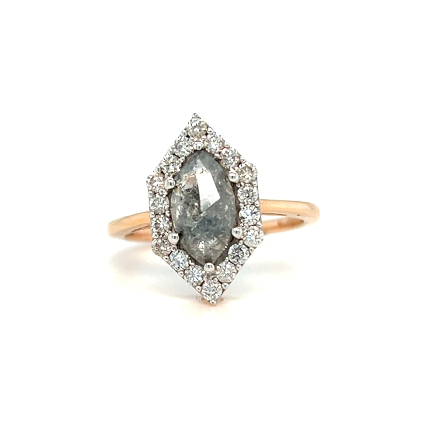14KT Rose Gold Salt & Pepper Diamond Ring