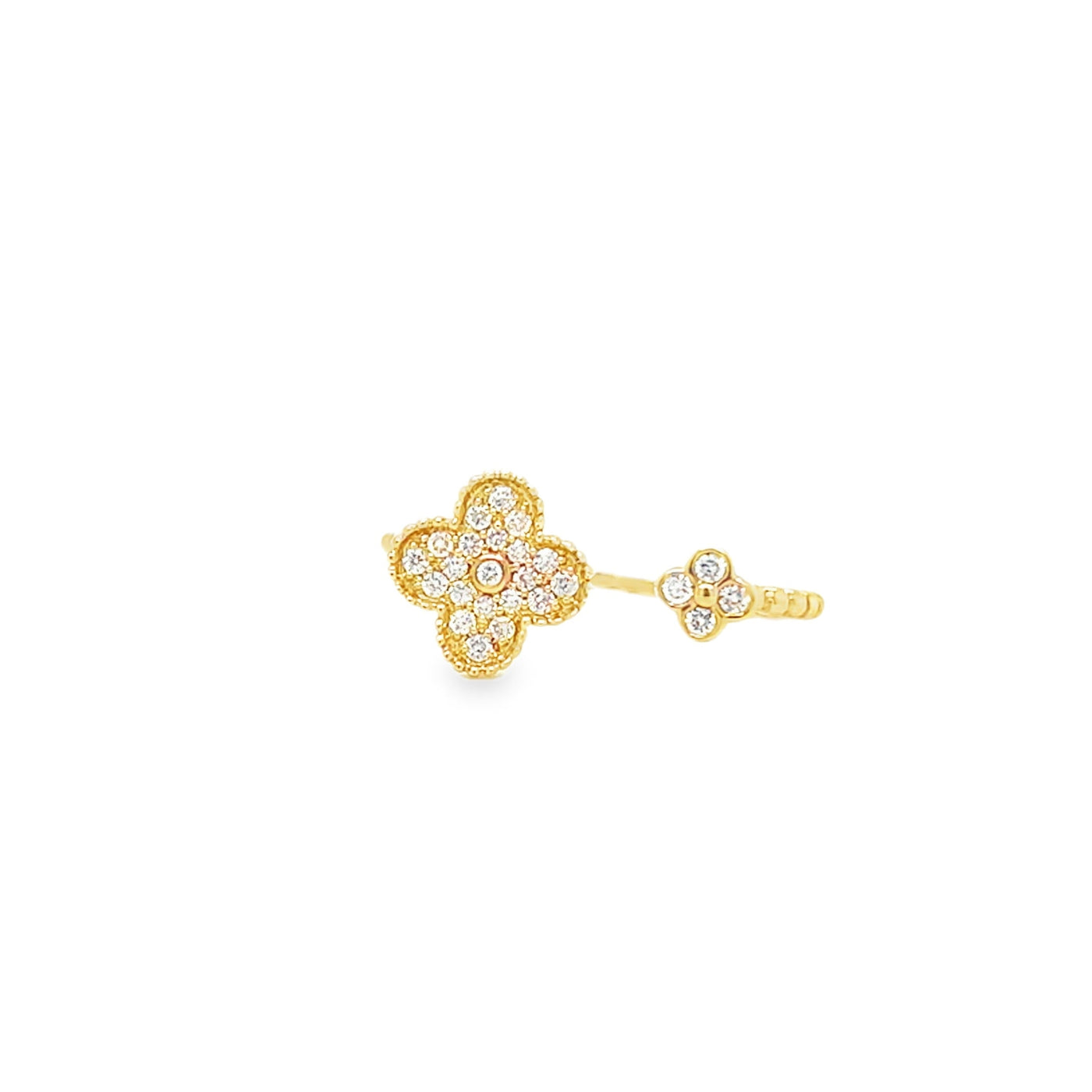 14KT YG Diamond Clover Ring S7