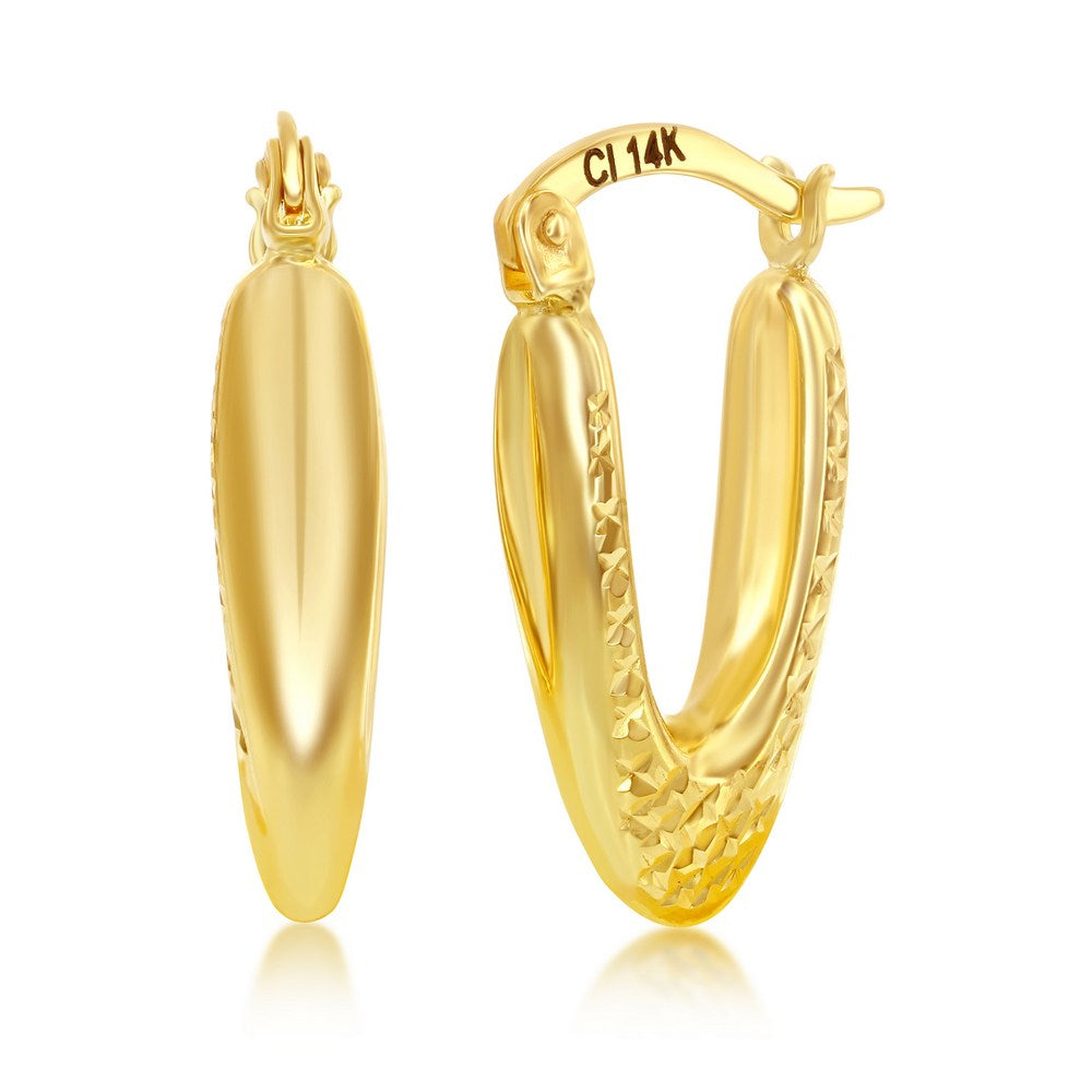 14KT YG Oval Hoop Earrings