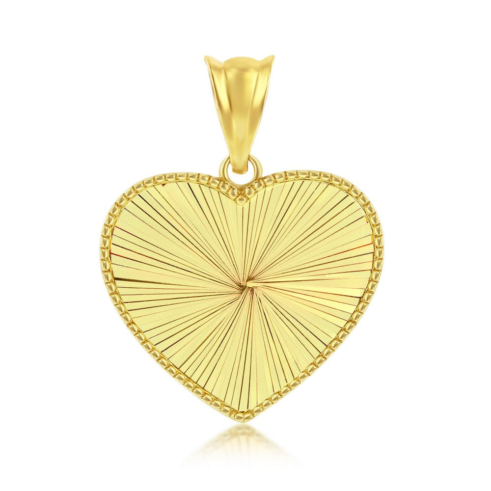 14K Yellow Gold Diamond Cut Heart Pendant