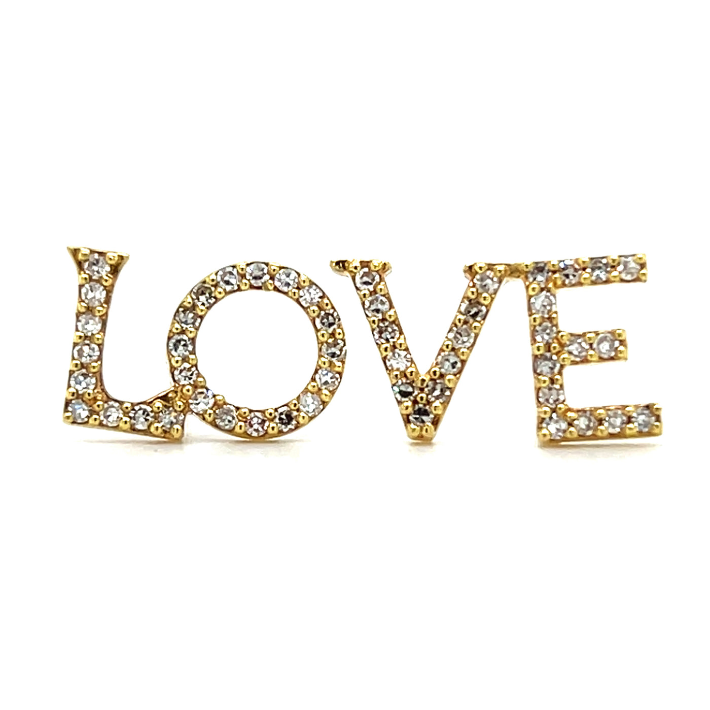14KT YG Love Diamond Studs