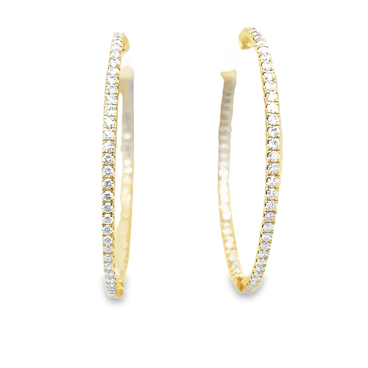 14KT YG Diamond Hoops
