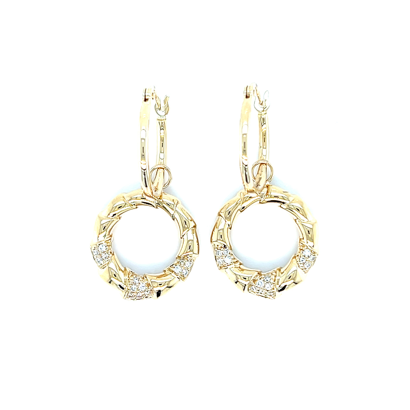 14KT YG Dia 0.13ct Dangle Earrings