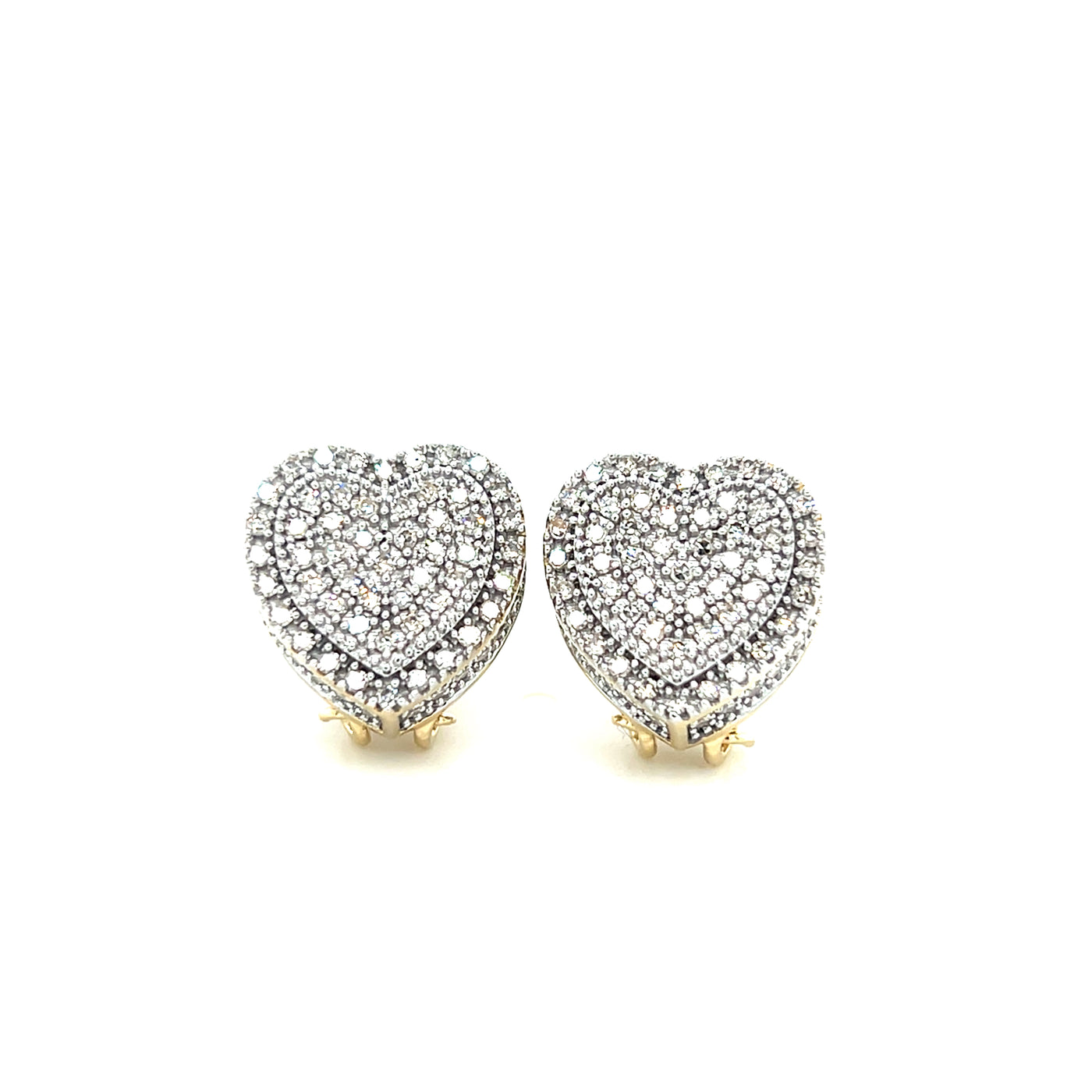 10KT Yellow Gold Diamond Heart Studs