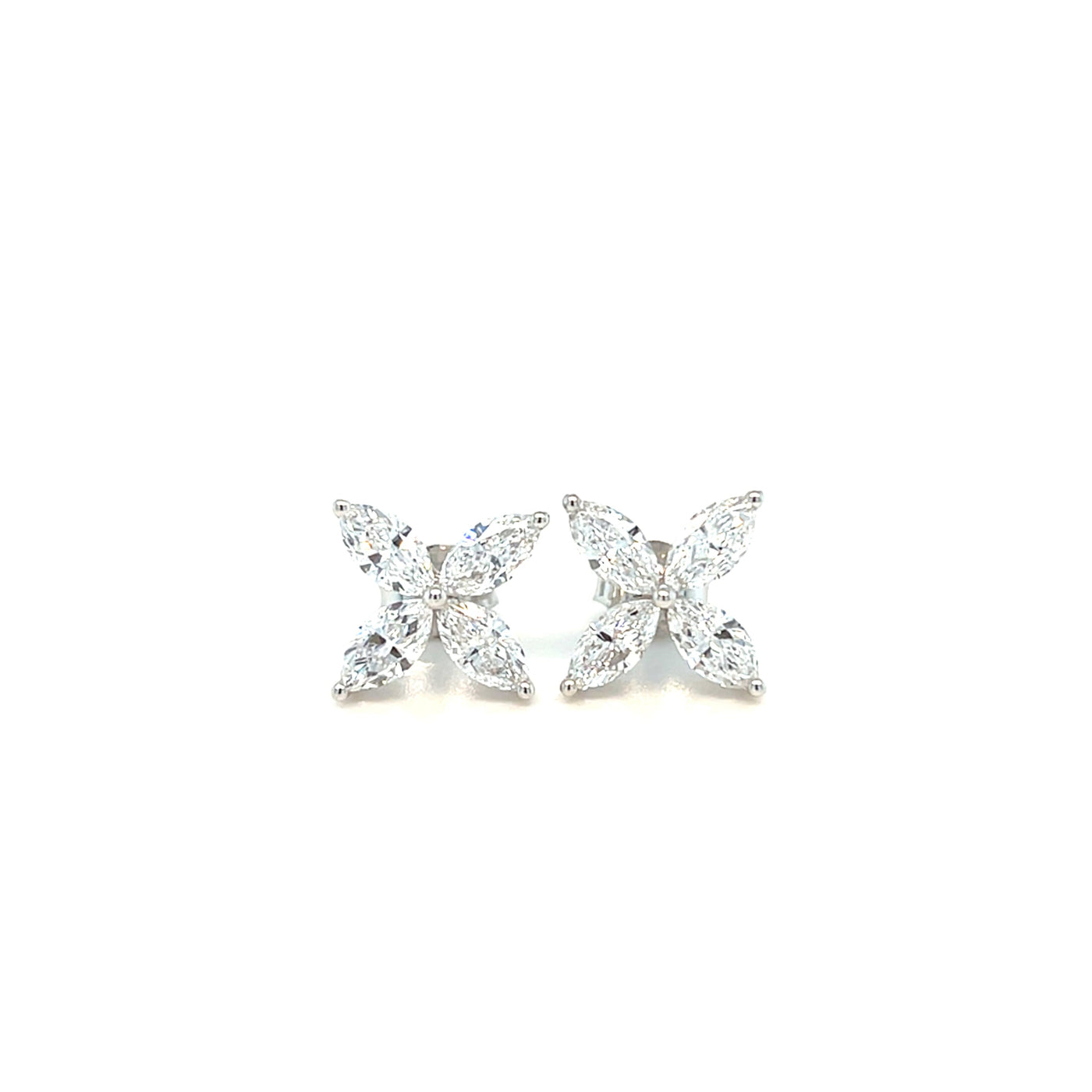 14KT White Gold Diamond Flower Studs