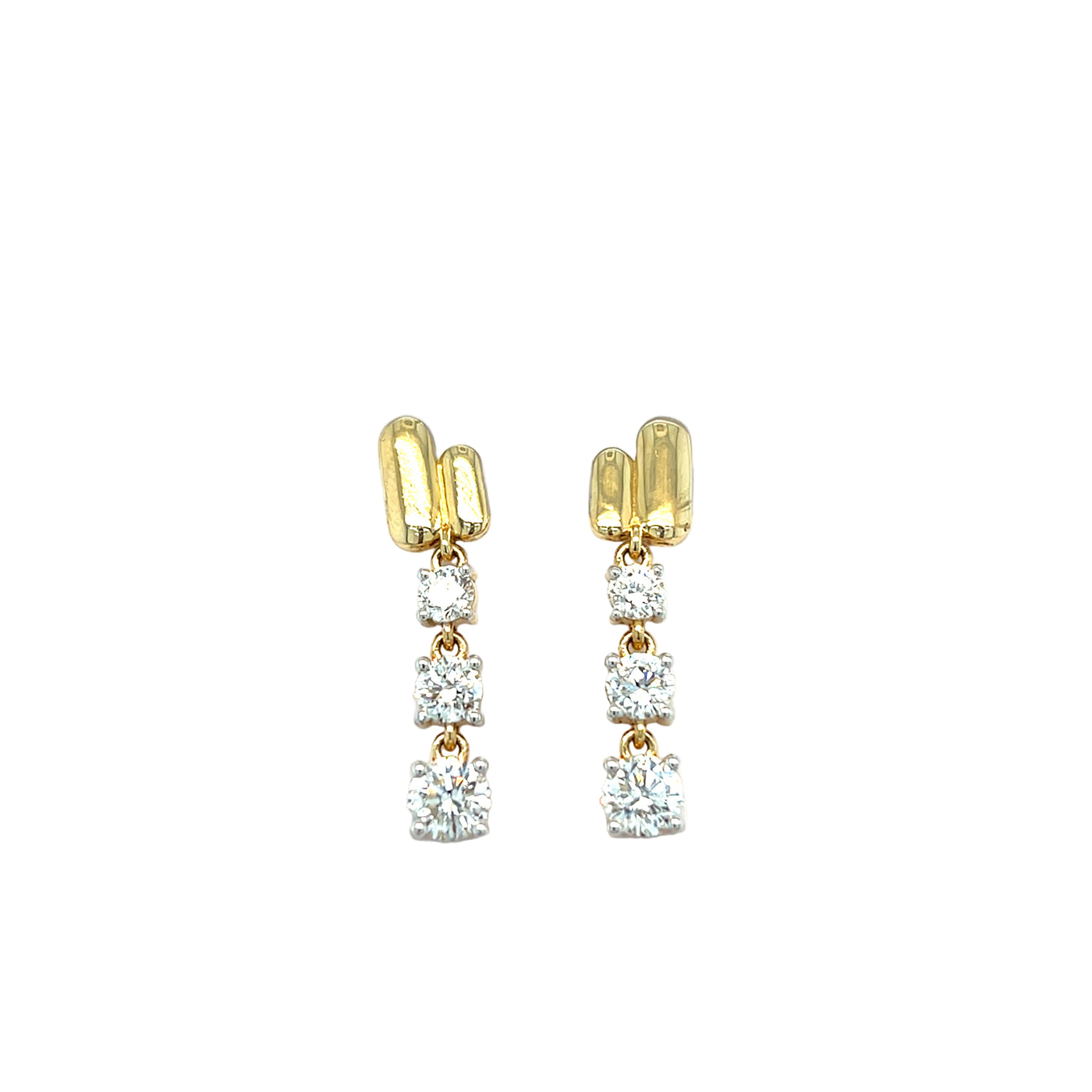 14KT Yellow Gold Diamond Trio Earrings
