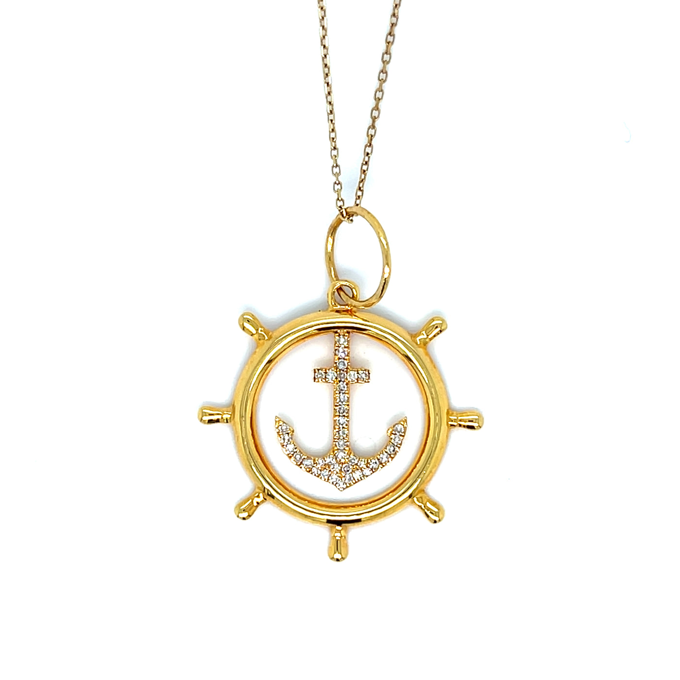 14KT YG Diamond Nautical Pendant