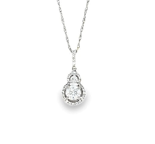 14KT White Gold Diamond Halo Necklace