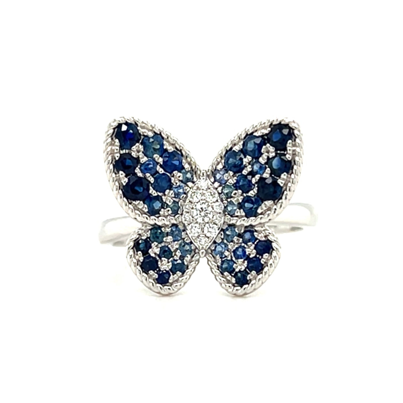 14KT WG DIA .07 SAPP .85 Butterfly Ring S7