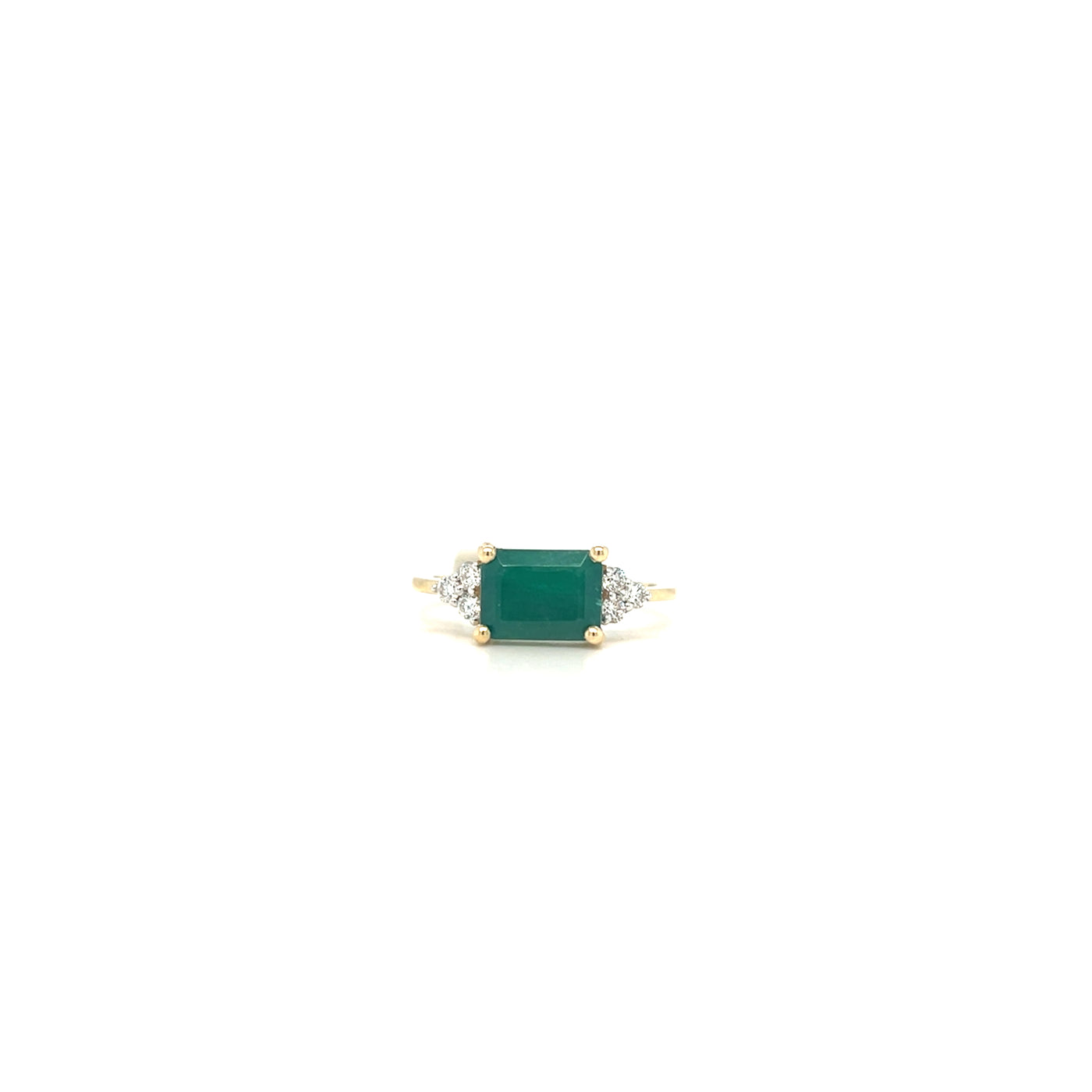 14KT Yellow Gold Diamond & Emerald Ring
