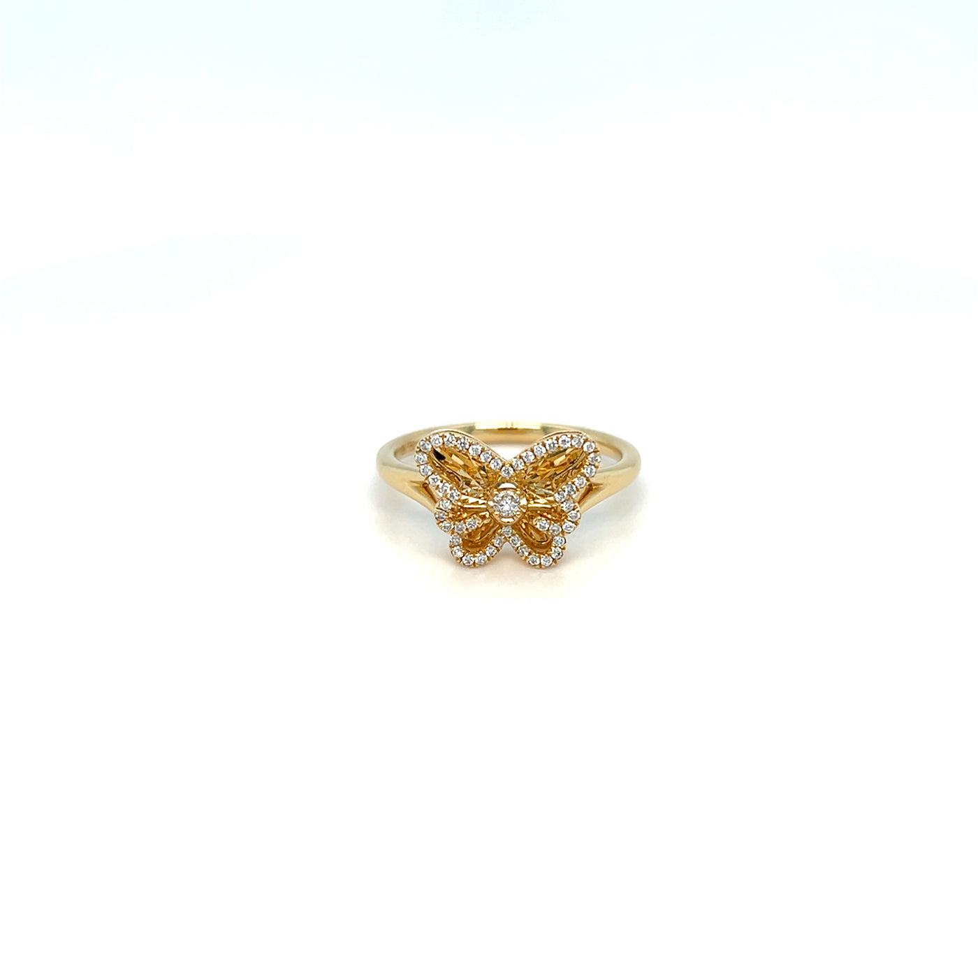 18KT YG Dia A 0.20ct Butterfly Ring w/ Dancing Center Stone