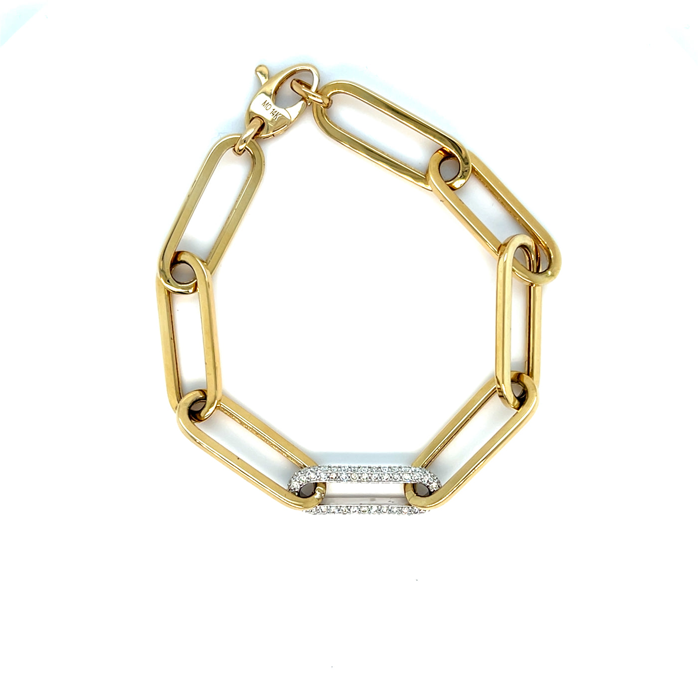 14KT YG Dia 1.35 Paperclip Bracelet