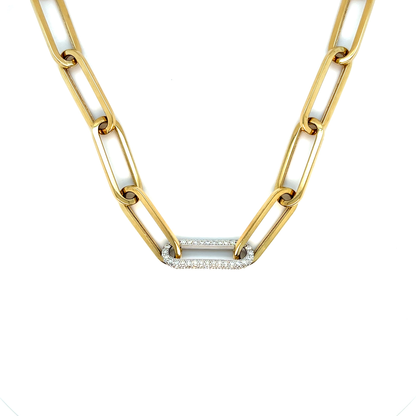 14KT YG Dia 1.25ctw Paperclip Necklace