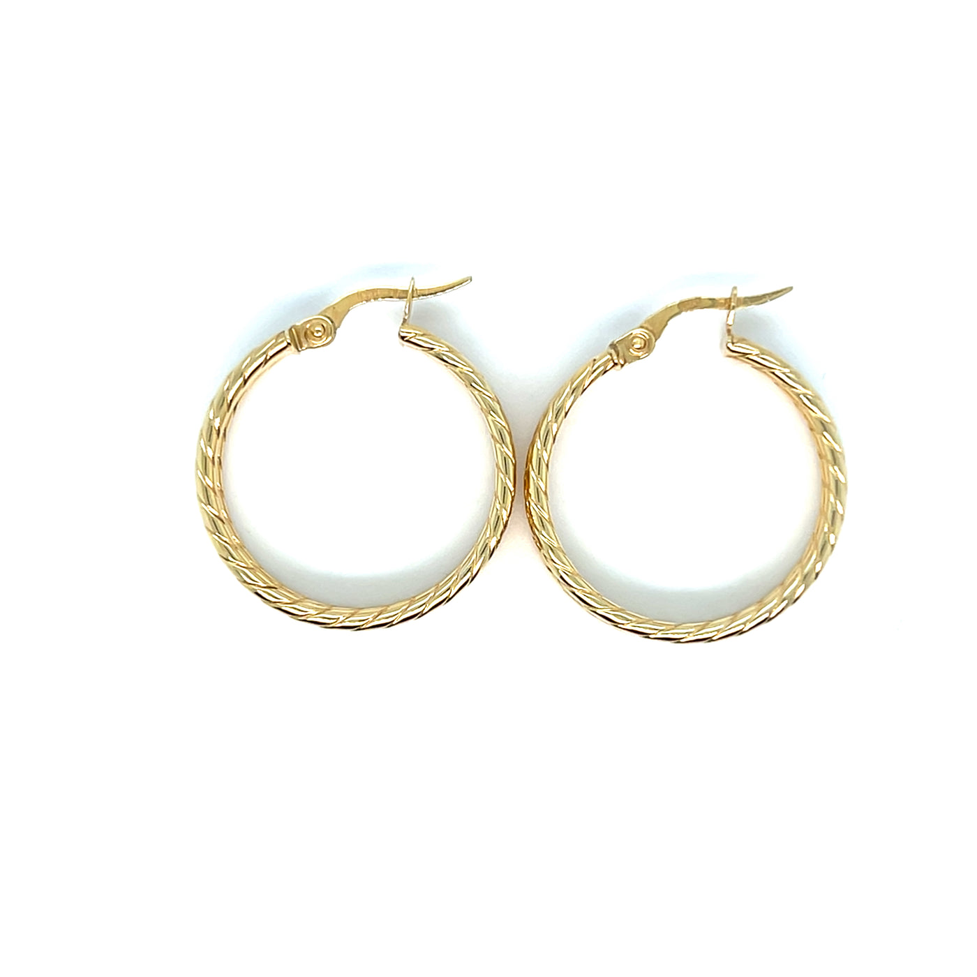 14KT YG wide band rope edge Earrings 2.50g