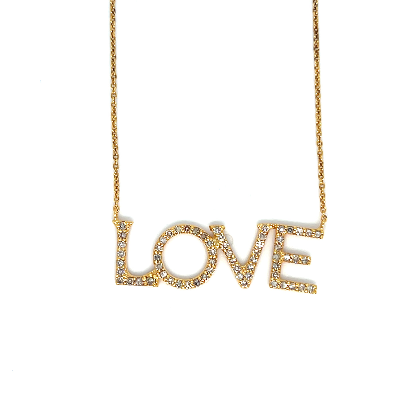 14KT YG Love Diamond Necklace