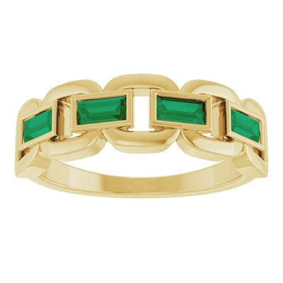 14K Emerald Chain Link Ring