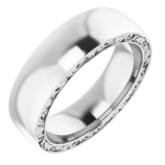 14K White Sculptural Band