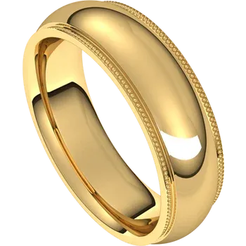 14K Yellow Half Round Band