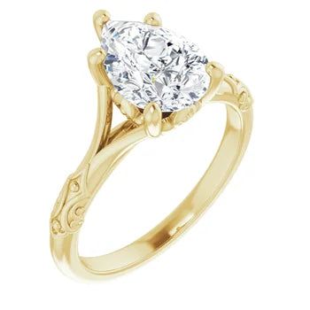 14K Yellow Pear Solitaire Engagement Ring