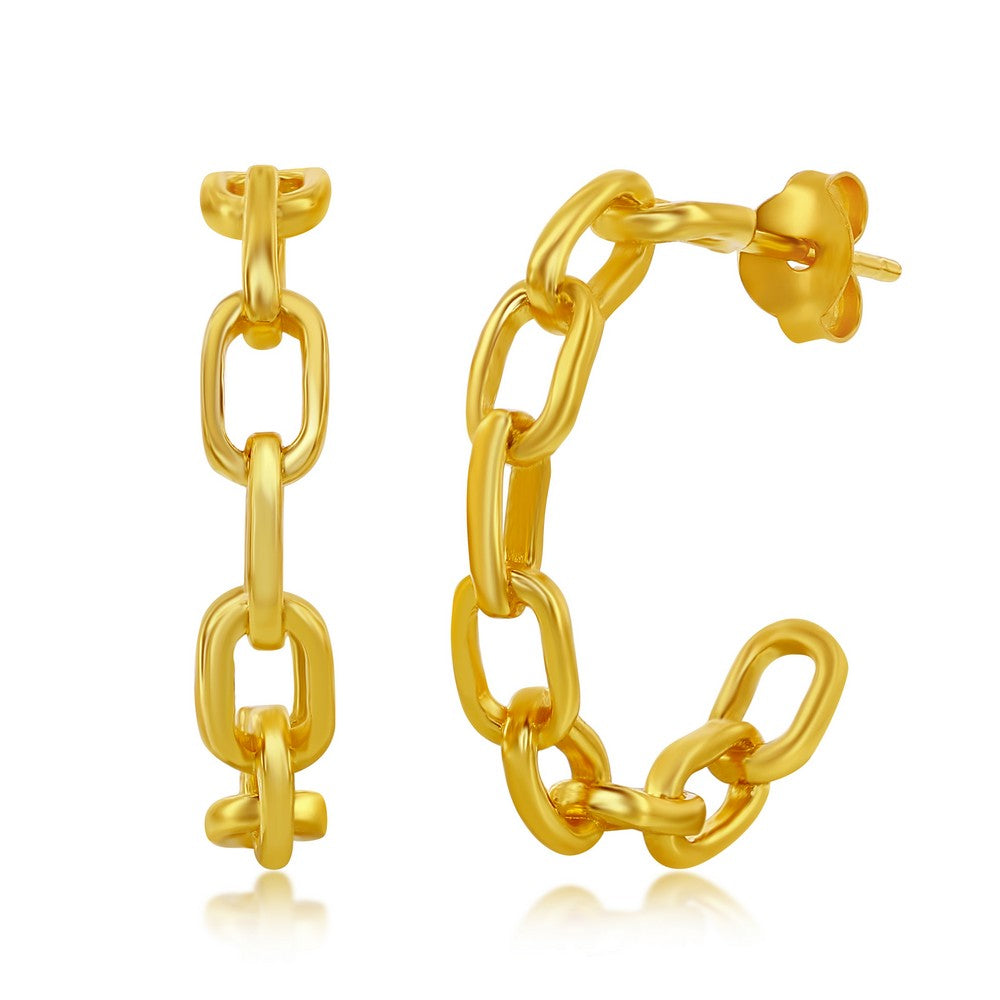 SS 21MM Paperclip Hoop Earrings- GP