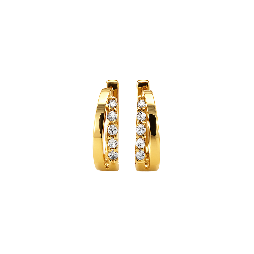14KT Yellow Gold Diamond Huggies