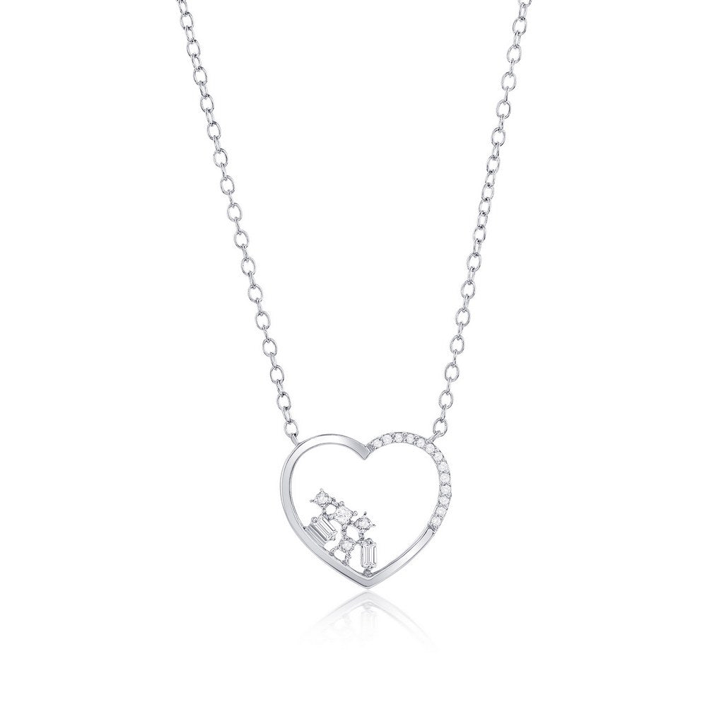 SS Multi-Shaped Diamond Heart Necklace
