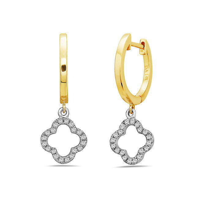 14KT YG Dia .10ctw Clover Earrings