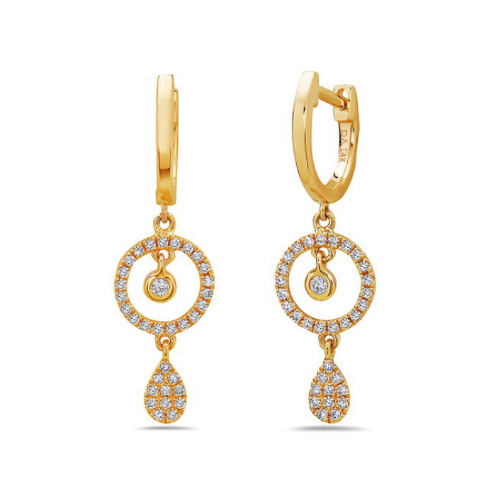 14KT YG Dia .19ctw Pear Dangle Earrings