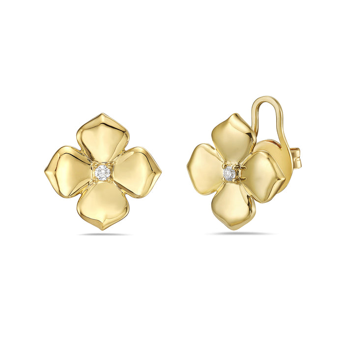 14KT YG Dia .05ctw Flower Studs