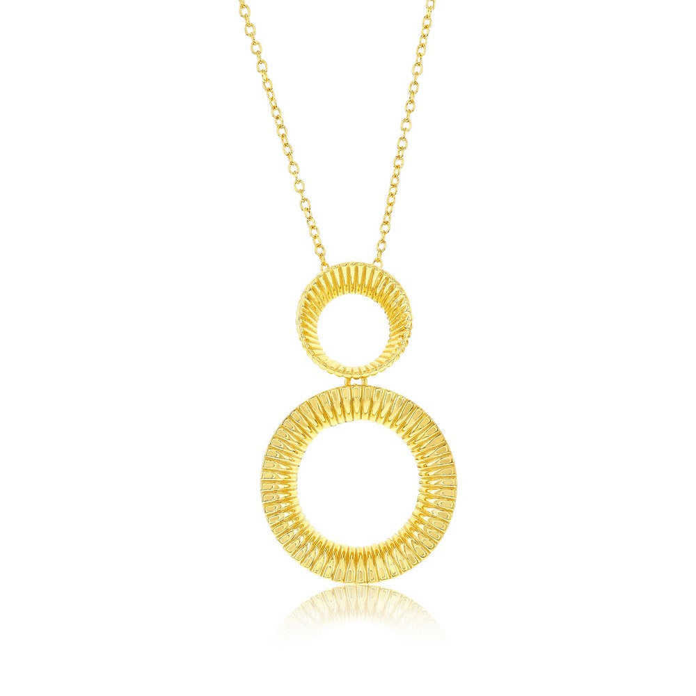 SS Lined Double Round Necklace GP