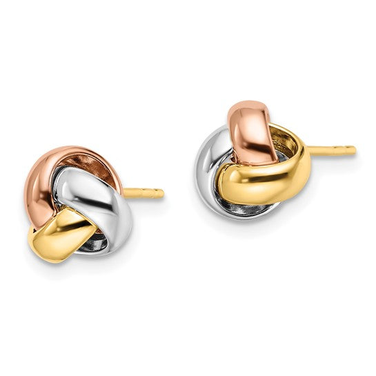 14k Tri-Color Polished Love Knot Earrings