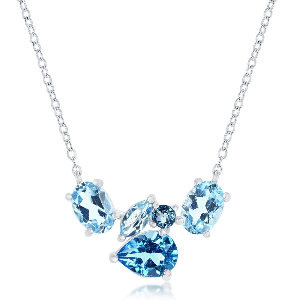 SS Multi-Shaped Swiss Blue Topaz Necklace