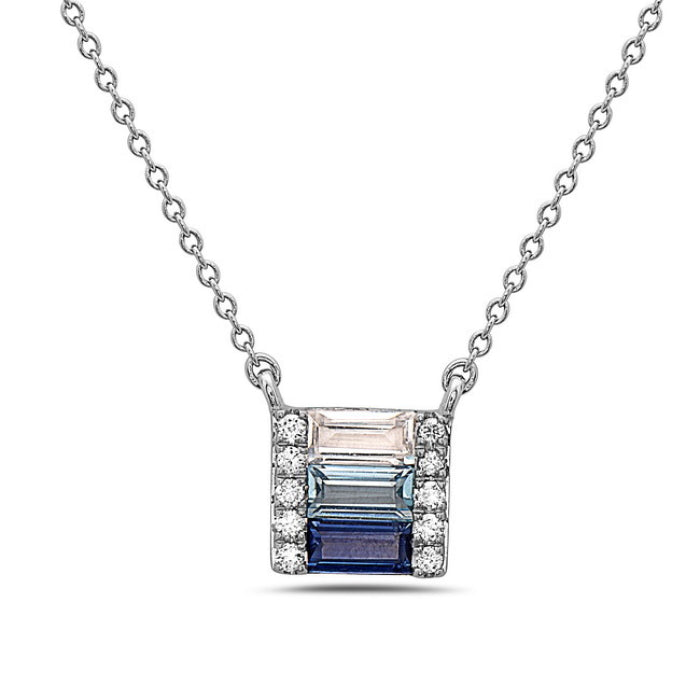 14KT WG Diamond, Sapphire, Blue & White Topaz