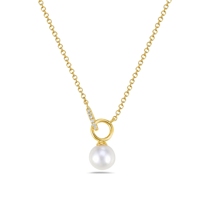 14KT YG Diamond & Pearl Necklace