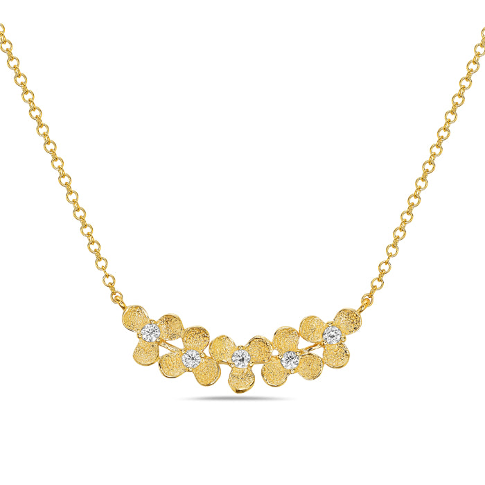 14KT YG Dia .10ctw Clover Chain Necklace