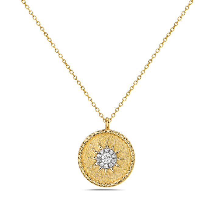 14KT YG Dia .08ctw Sun Pendant Necklace