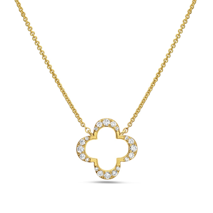 14KT YG Diamond Clover Necklace