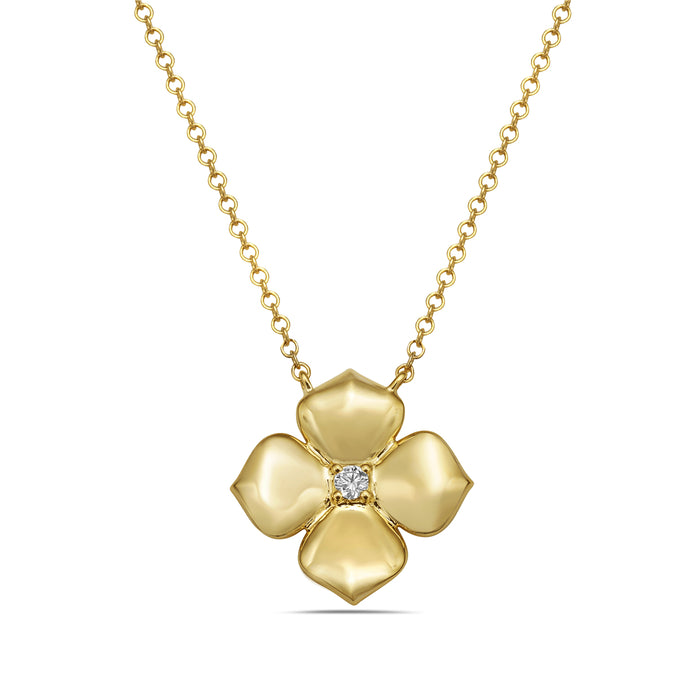 14KT YG Diamond Flower Necklace