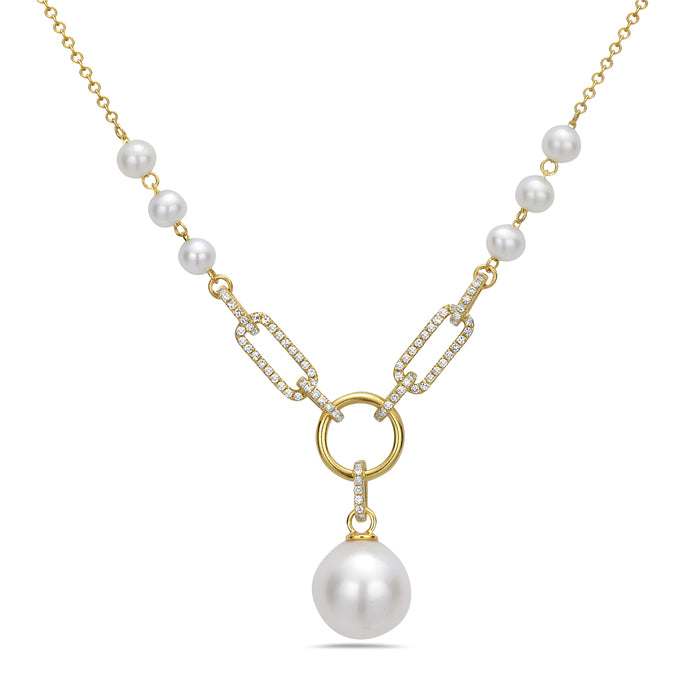 14KT YG Diamond & Pearl