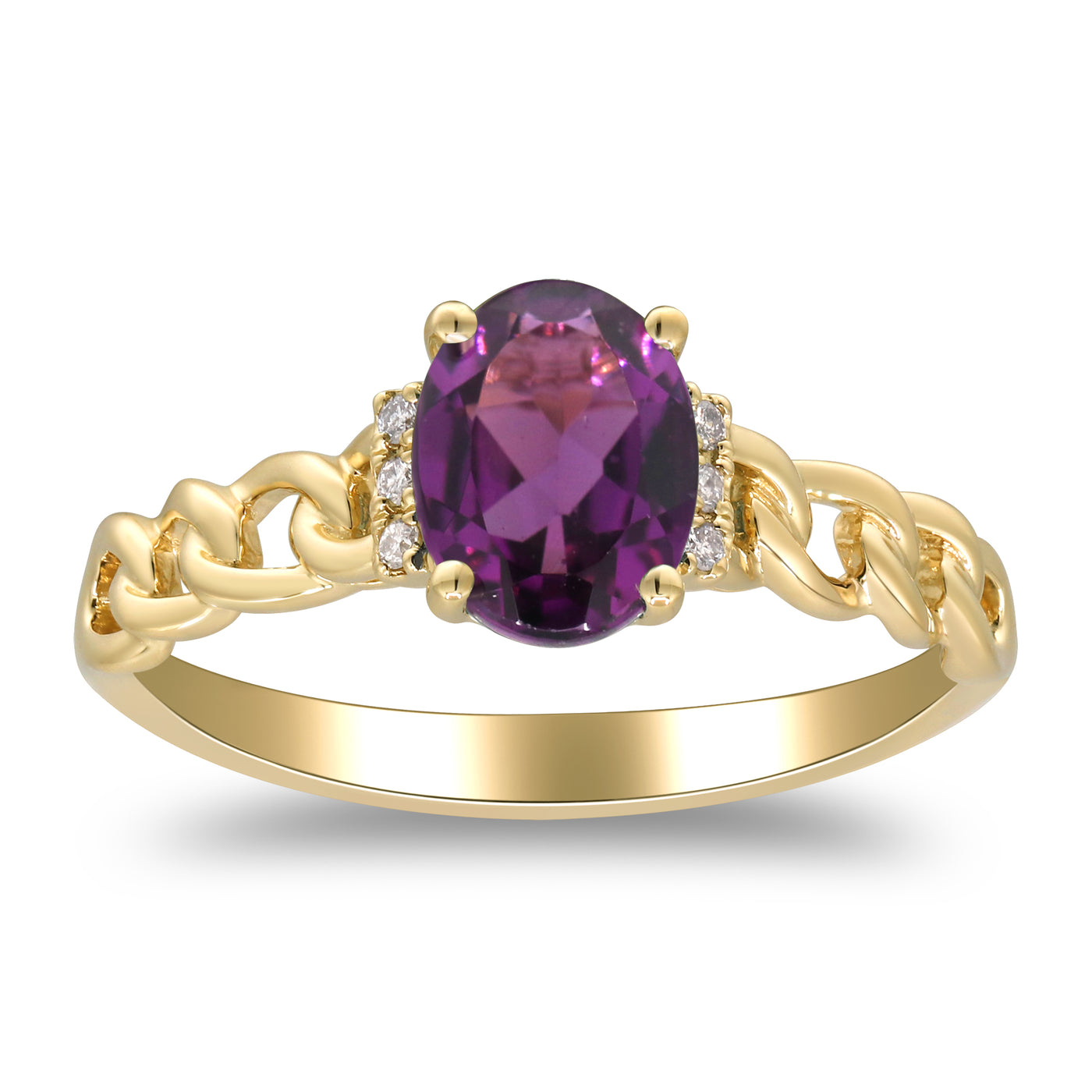 14KT YG Purple Rodholite and Diamond Ring