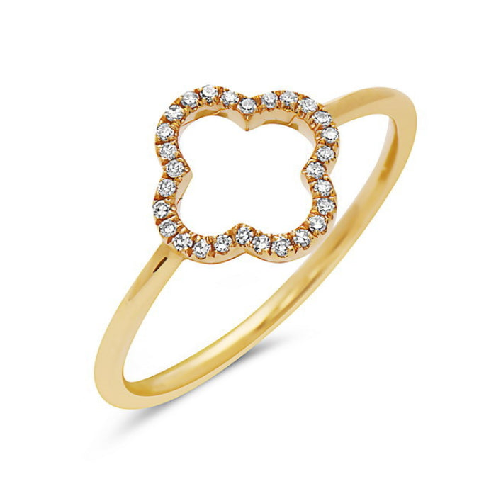 14KT YG Dia .08ctw Clover Ring