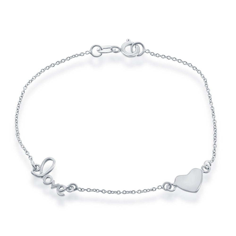 SS Heart & Love Bracelet