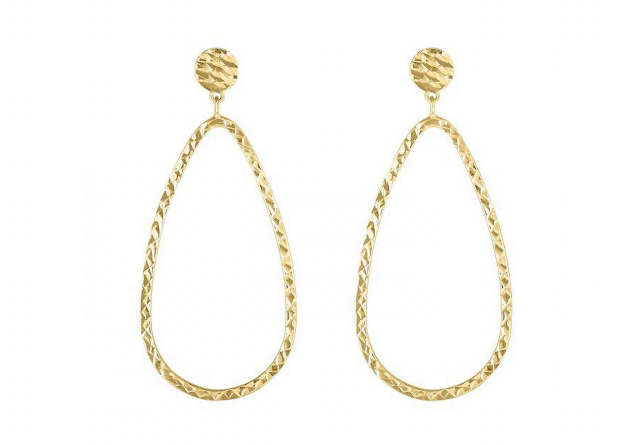 14KT YG DC Tear Drop Earrings 2g