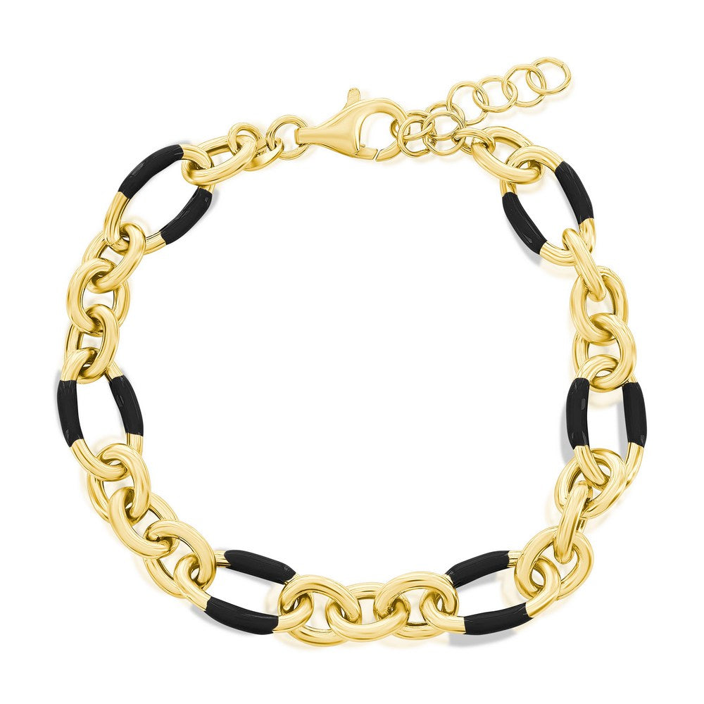SS GP Black Enamel Bracelet