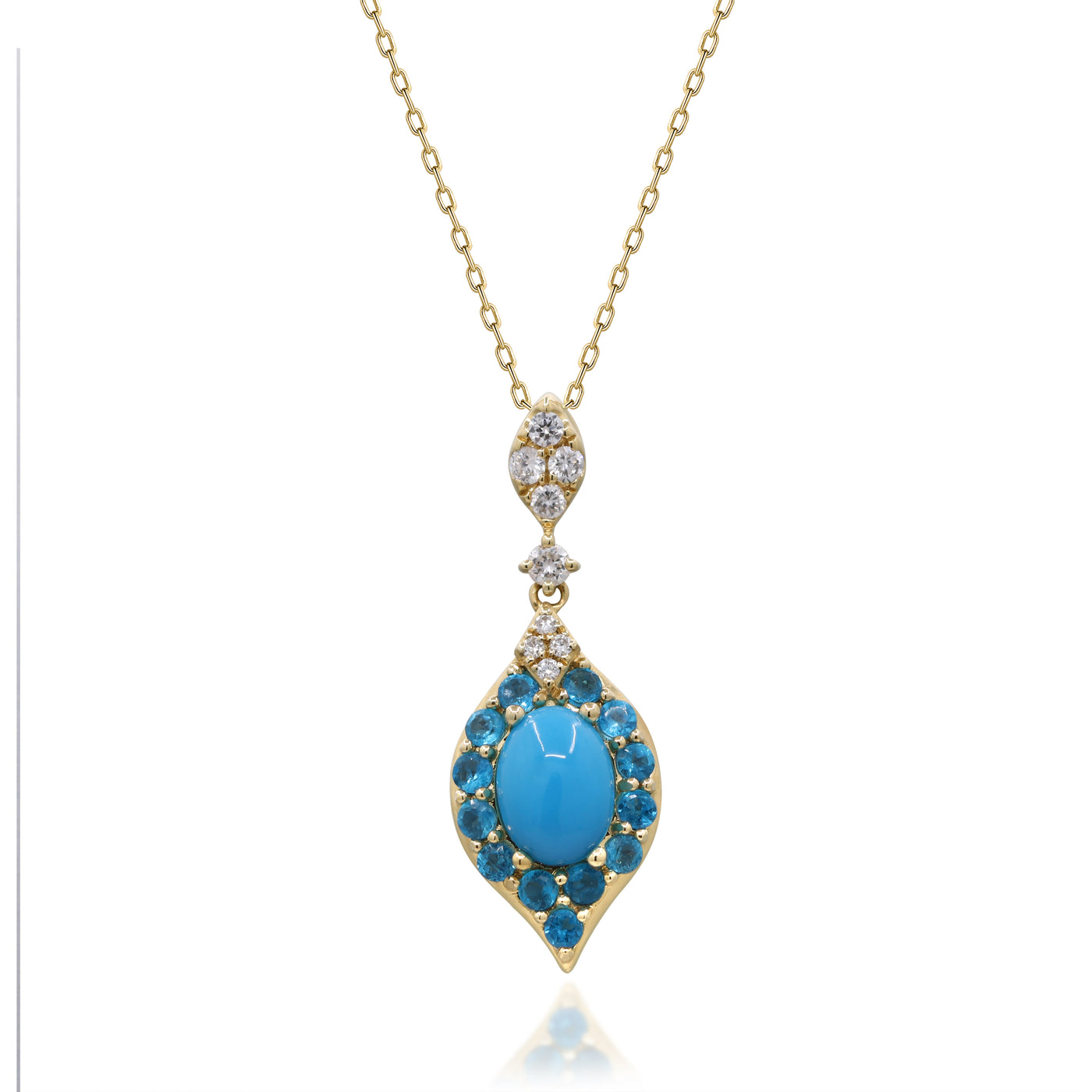 14KT YG Turquoise and Neon Appetite with Diamonds Pendant