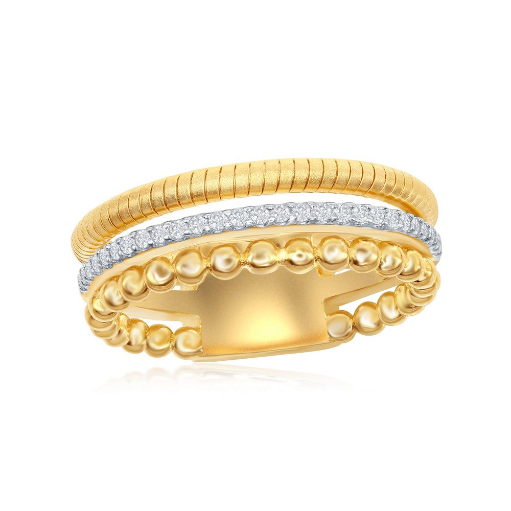 SS GP CZ 3 Band Ring S8