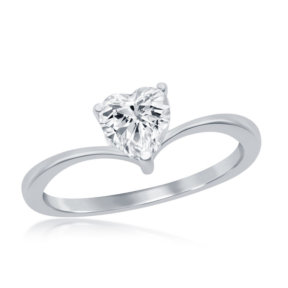 SS 3 Prong Heart CZ Engagement Ring S7