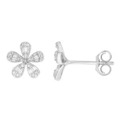 14KT WG Diamond .25ctw Flower Earrings